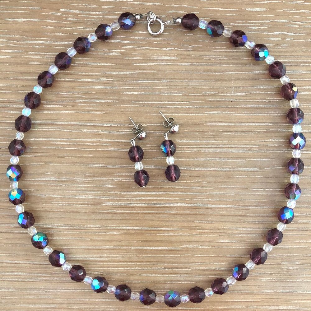 Crystal Bead Necklace & Earring Set